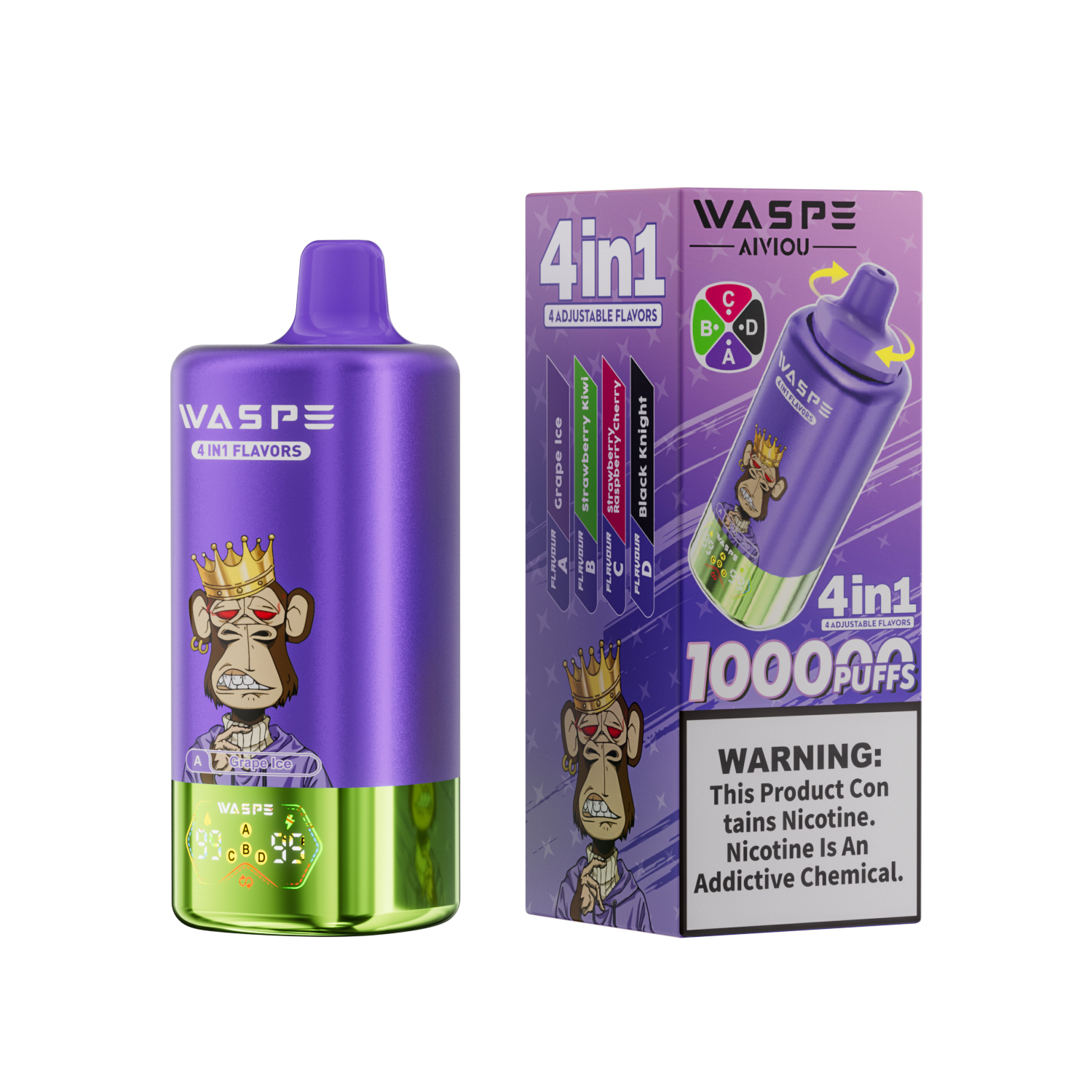 WASPE 100K: 4-in-1 Vape Flavor Variety 100,000 Puffs Ultimate Bulk Disposable Vape